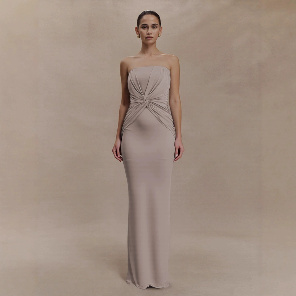 Zara Soft Strapless Mermaid Waist Twist Slim Fit Long Evening Dress